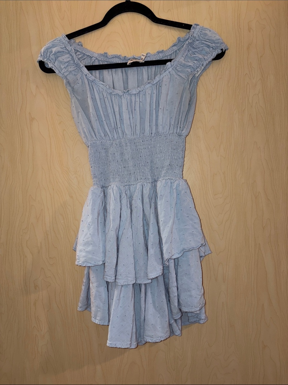 Princess Polly Light Blue Smocked Tiered Mini Dress